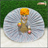 Coton Plain Floral Print Laddu Gopal Poshak